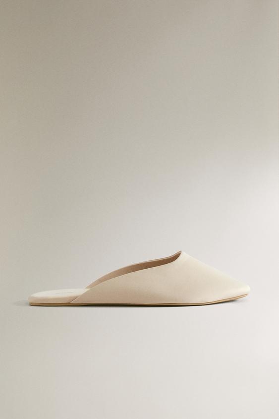 Zara SATEEN MULES - Off White - Image 0
