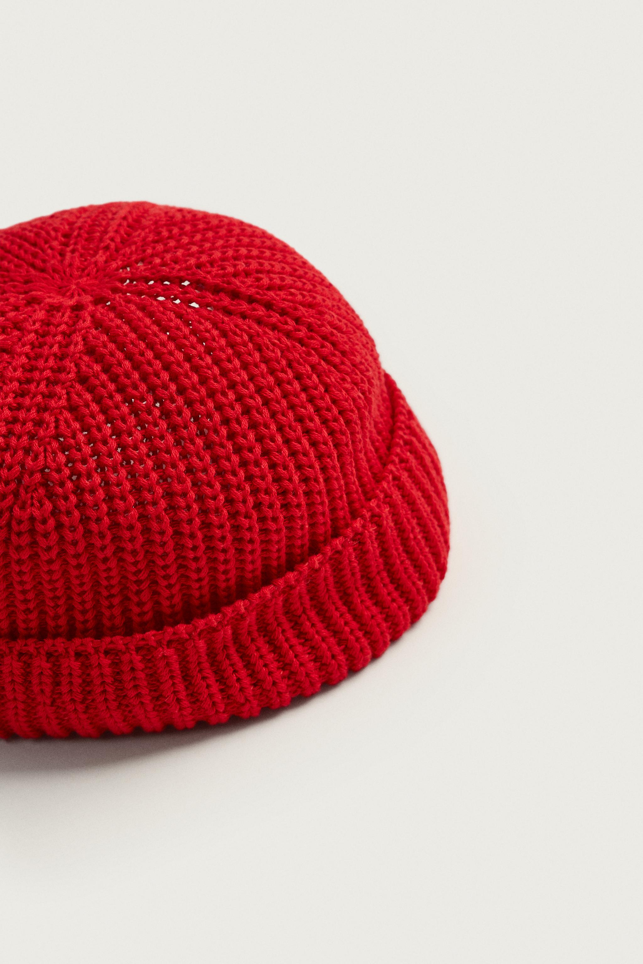 COTTON BLEND KNIT BEANIE - Red | ZARA United States