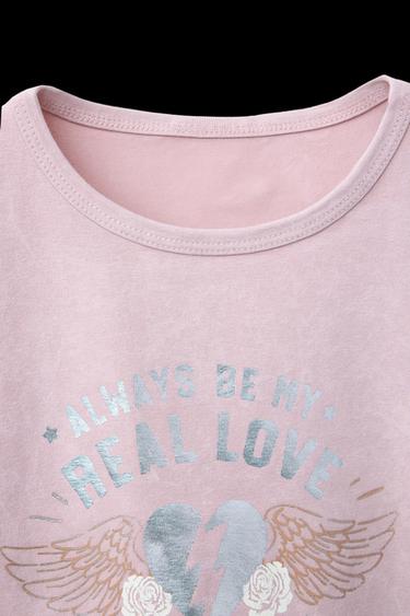 CAMISETA EFECTO LAVADO ESTAMPADA - Rosa de Zara
