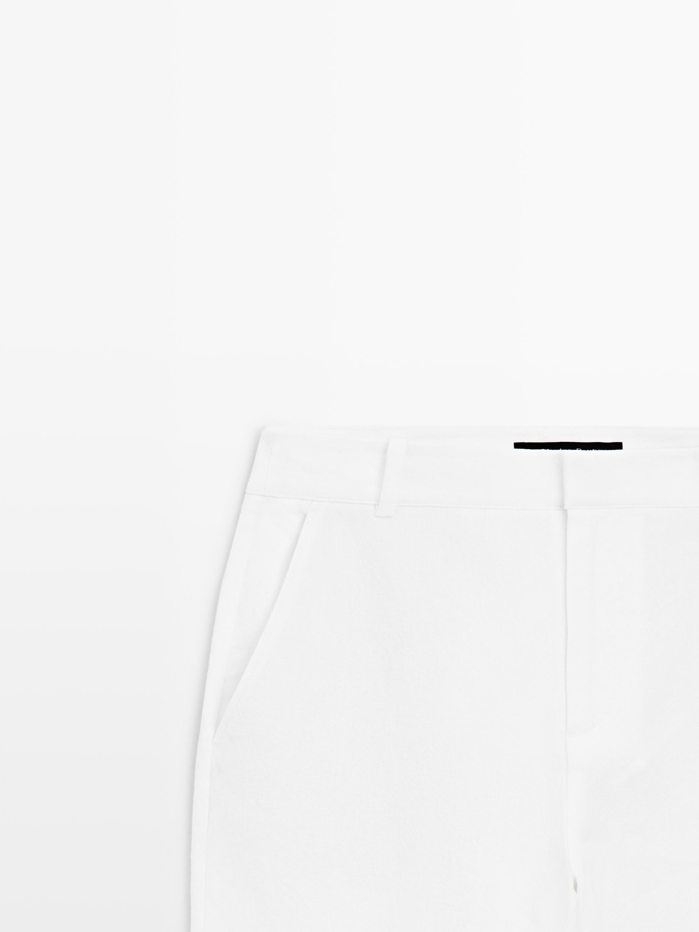 Slim fit linen blend trousers