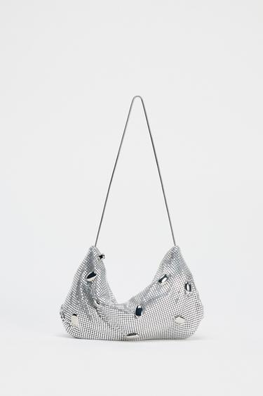 MINI SHOULDER BAG DE MALHA METÁLICA COM PEDRAS - Prata da Zara