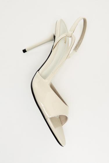 PATENT-EFFECT HIGH-HEEL SANDALS - Ecru White by Zara