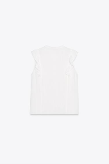BLOUSE ROMANTIQUE À VOLANTS - Blanc de Zara - Image 4