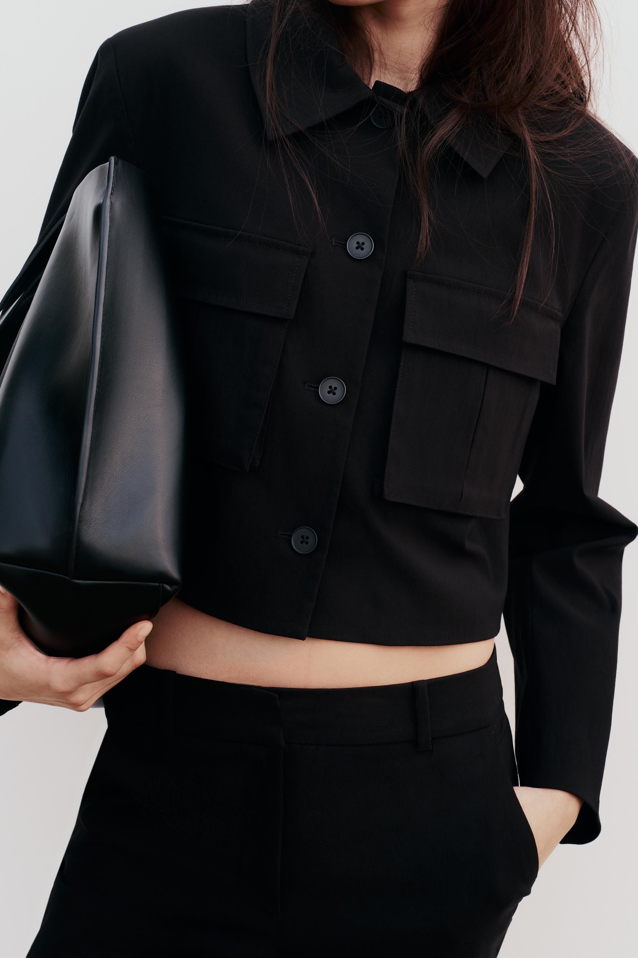 CROPPED SHIRT COLLAR JACKET - Black | ZARA United States