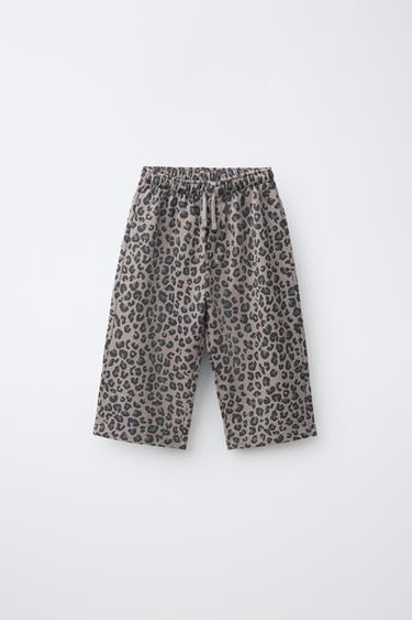 PANTALLONA FELPA BALLOON ME PRINTIM MOTIVE KAFSHËSH - Gri e hapur nga Zara