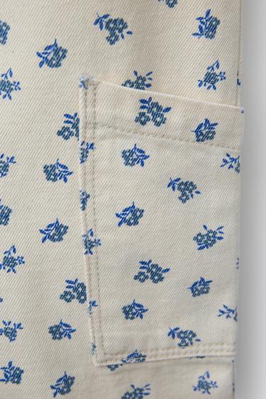 FLORAL TWILL LONG DUNGAREES - Ecru by Zara - Image 3