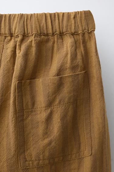 STRIPED BAGGY TROUSERS - Caramel by Zara - Image 3