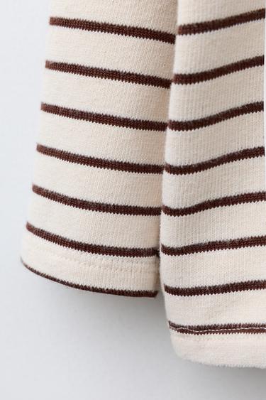 STRIPED BEAR T-SHIRT - Ecru / Brown by Zara - Image 3