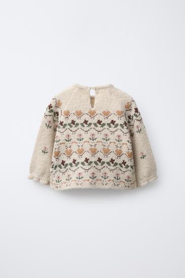JACQUARD KNIT SWEATER - Light beige by Zara - Image 1