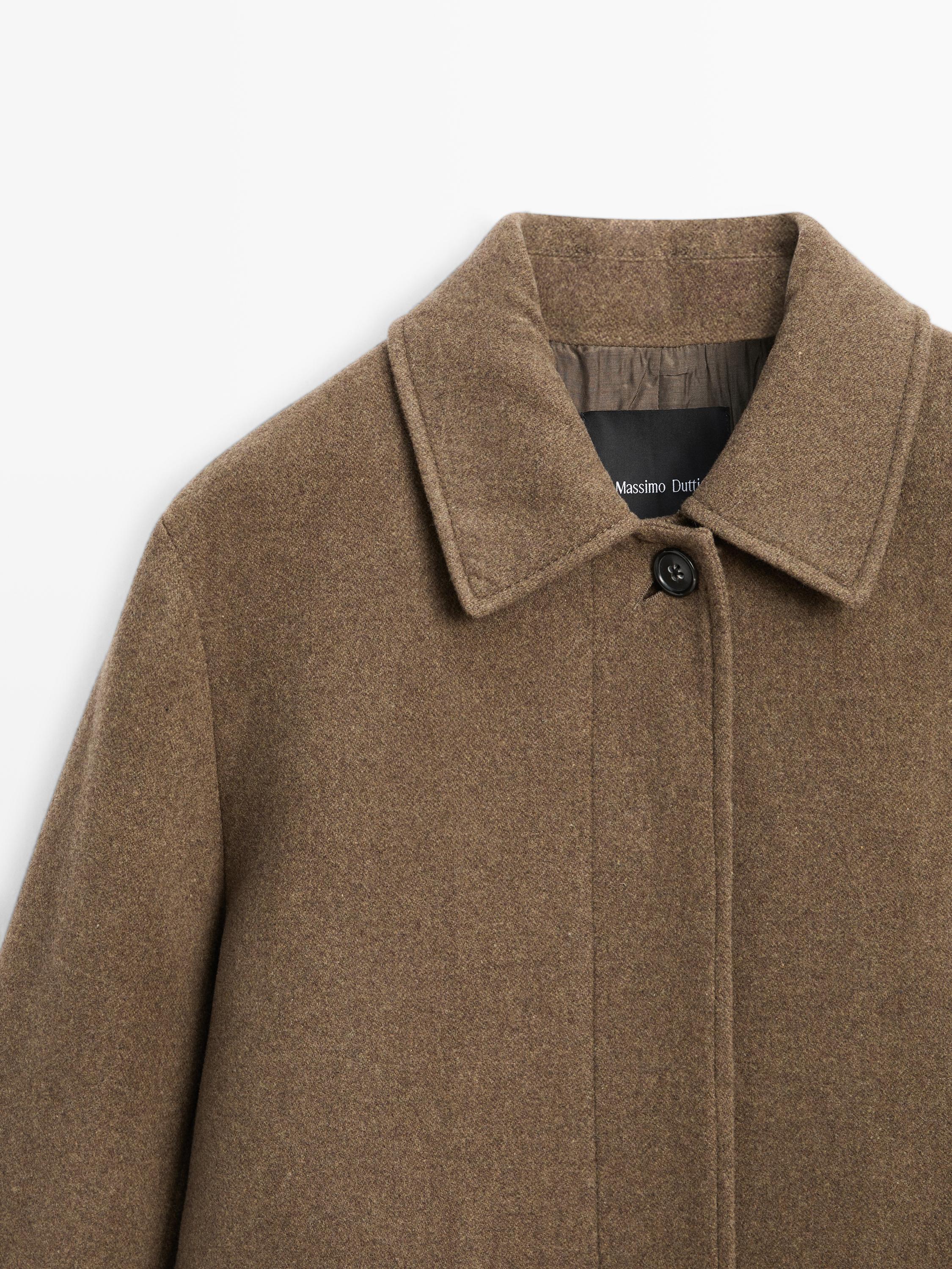 Manteau mi-long poches à rabat en laine mélangée