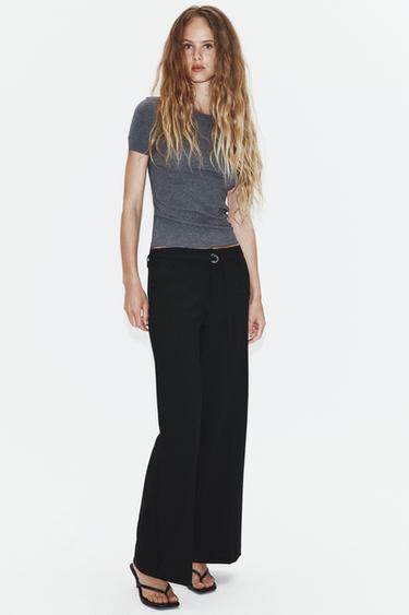 PANTALÓN CINTURÓN - Negro de Zara