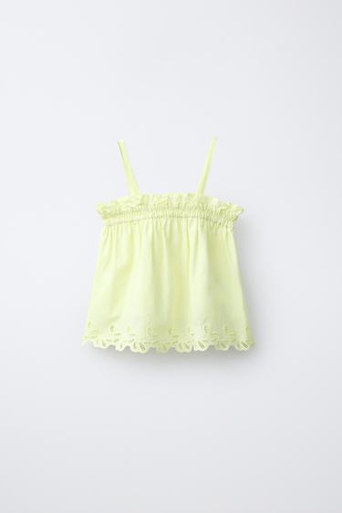 Zara TOP S VEZOM – zelena limeta