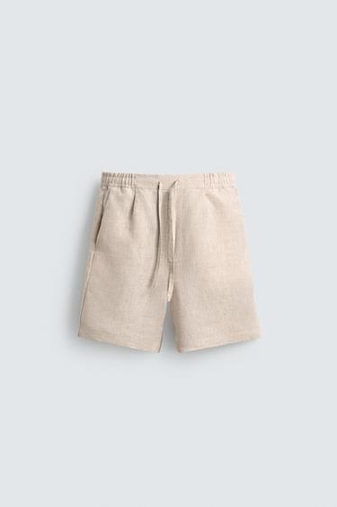 BERMUDA REGULAR FIT LINO - Beige claro de Zara - Imagen 0
