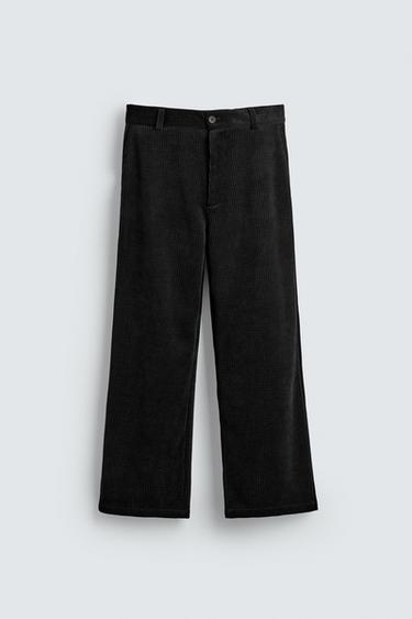 WIDE-LEG CORDUROY TROUSERS - Black by Zara