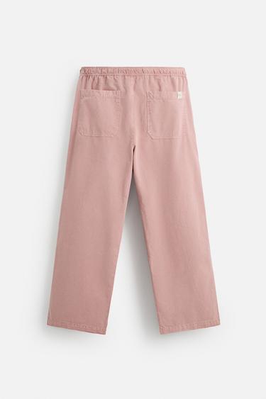 WASHED CANVAS TROUSERS - Chalk pink by Zara - Image 6