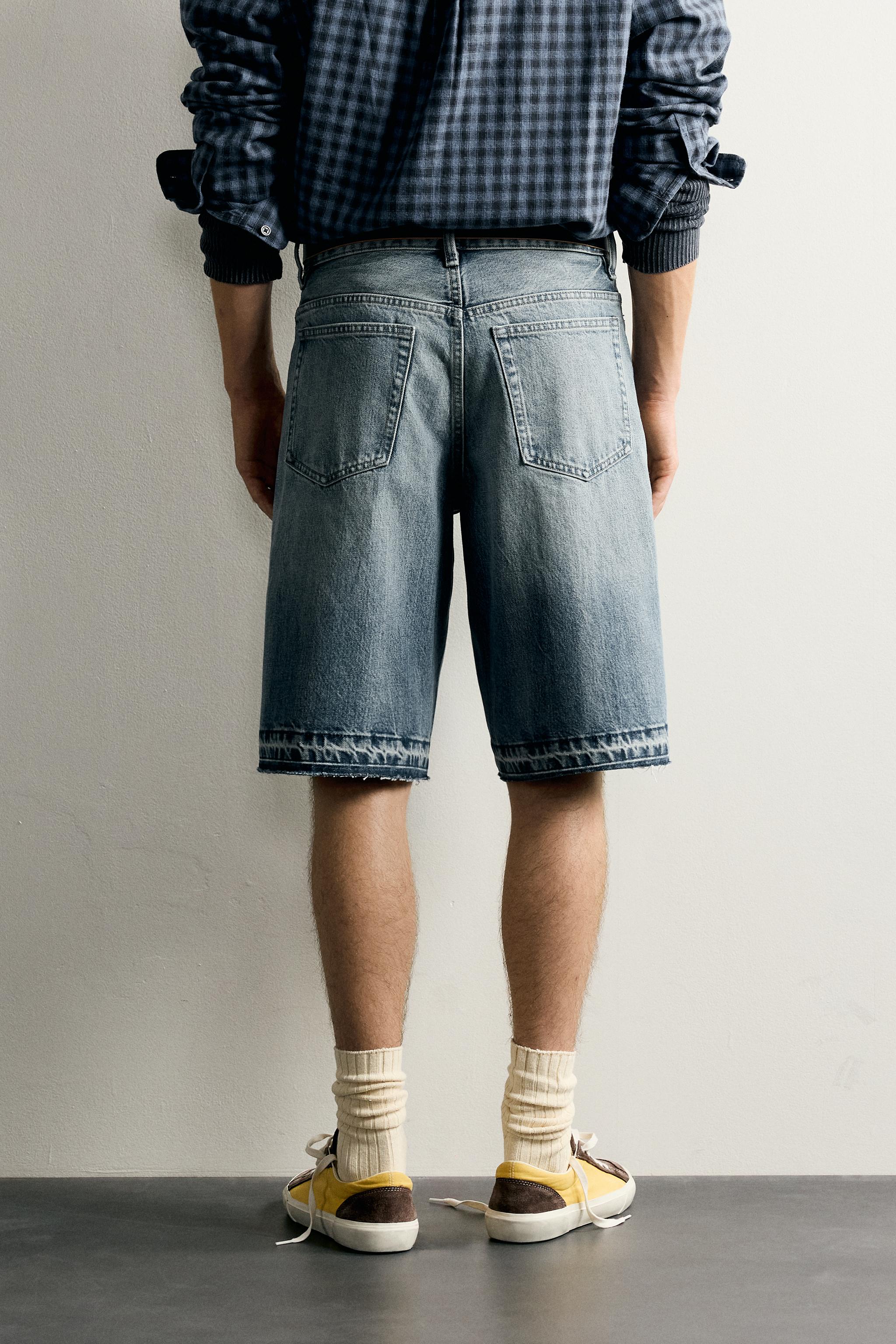 Zara RELAXED FIT DENIM BERMUDA görsel 3