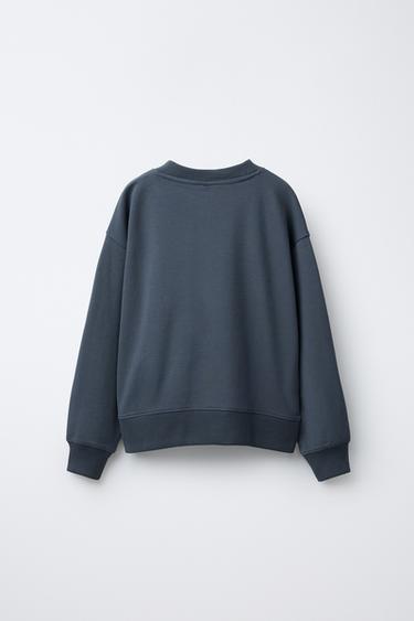 ENSEMBLE SWEAT ET PANTALON EN MOLLETON À JAMBES LARGES UNIE - Bleu / Acier de Zara - Image 2