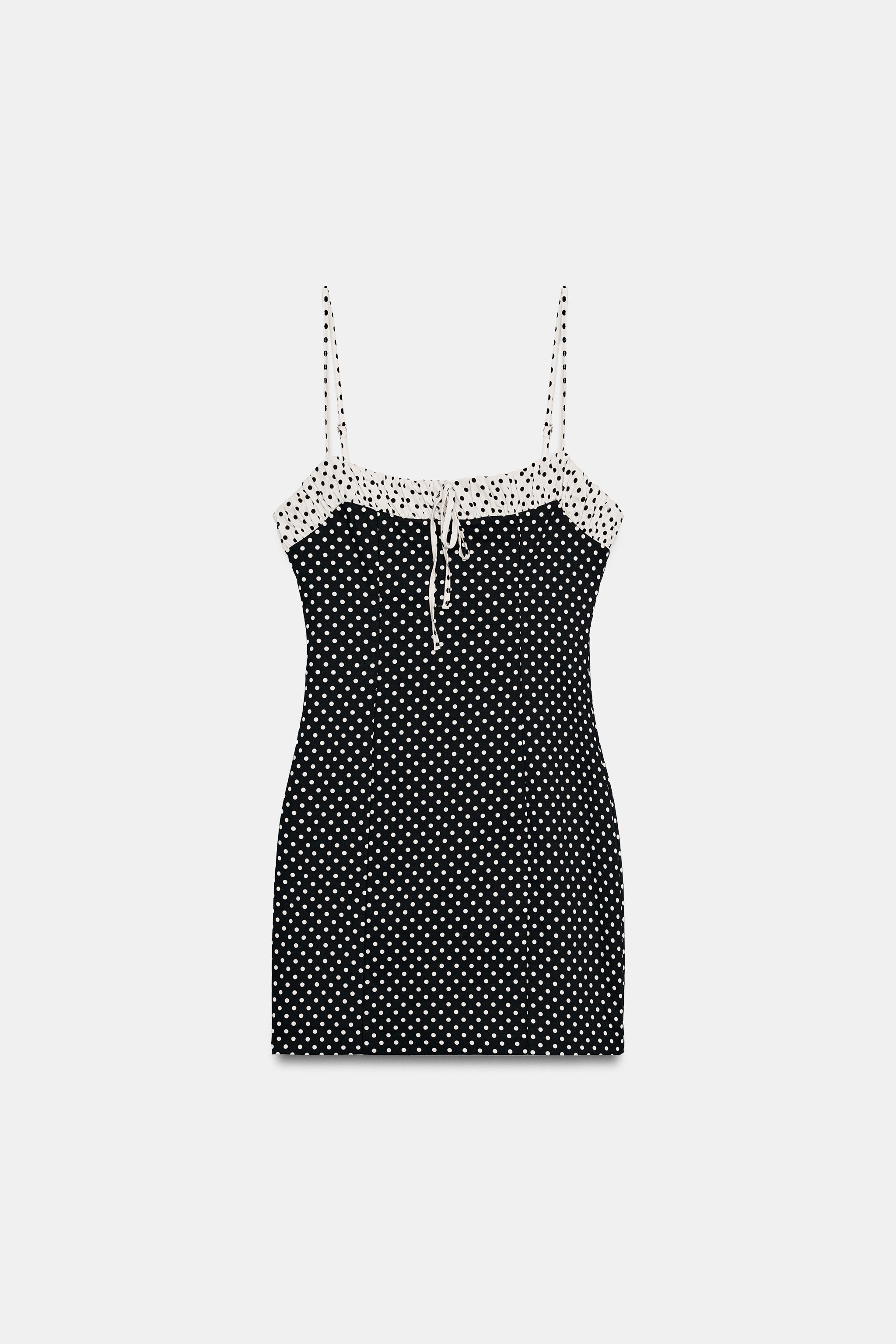 COMBINATION POLKA DOT MINI DRESS