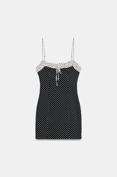 ROBE COURTE BIMATIÈRE À POIS - Noir / Blanc de Zara - Image 5