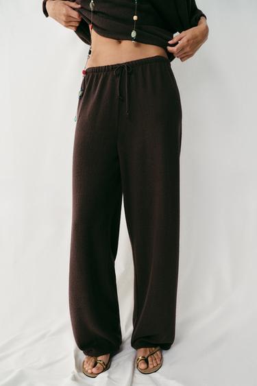 RUSTIC WIDE-LEG TROUSERS - Dark brown by Zara