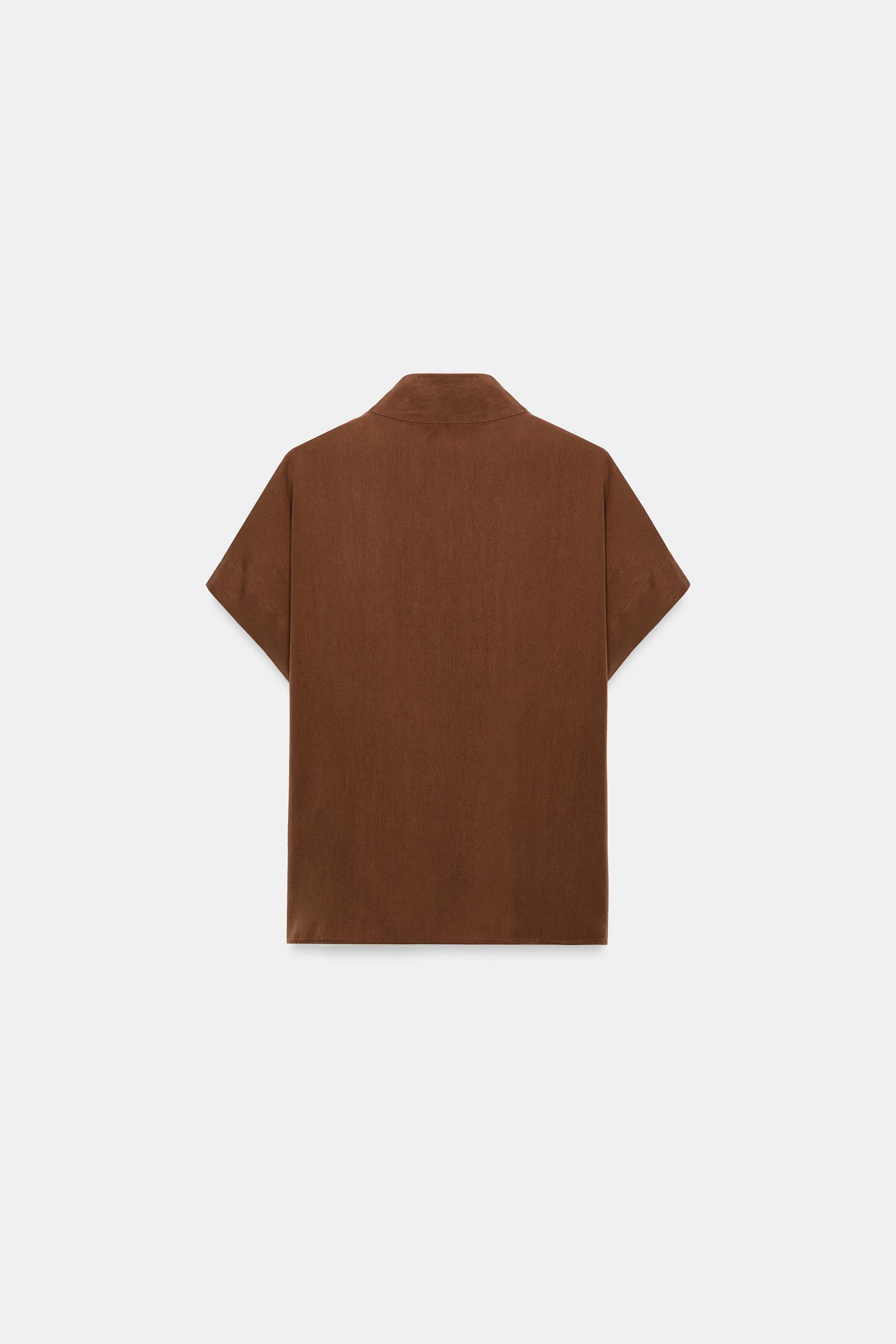 CAMISA CRUZADA COM BOTÕES - Terracota | ZARA Brasil