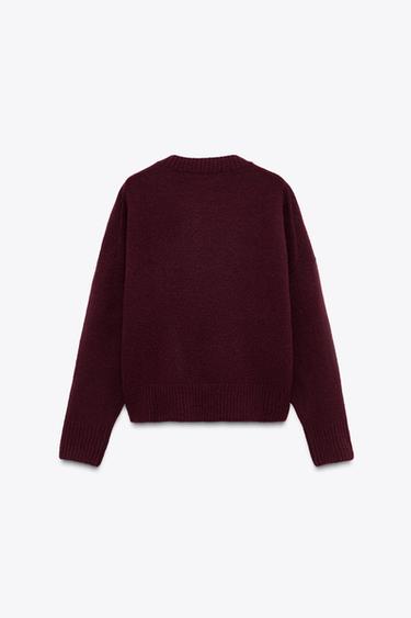 PULL DOUX EN MAILLE UNI - Bordeaux de Zara - Image 5