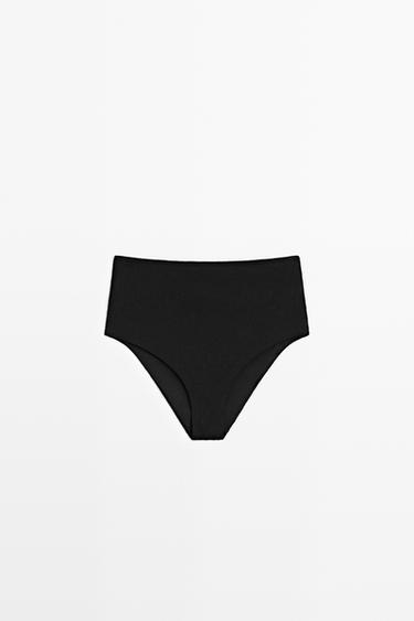 Textured high-waist bikini briefs — Black 2