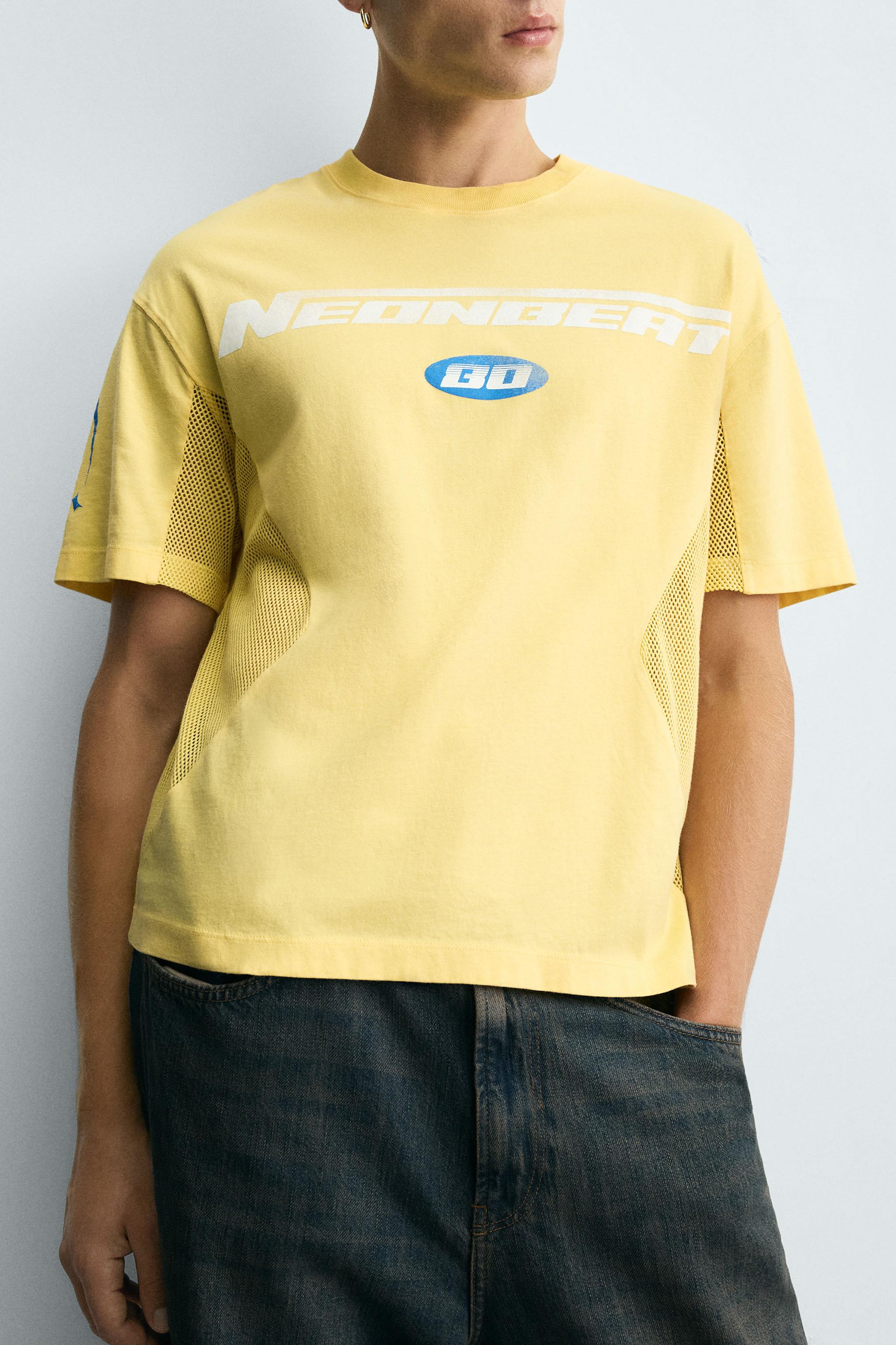 ★ドイツ発*ZARA*新作*コントラストトリムTシャツ/YELLOW★ コントラストトリムTシャツ - ターコイズブルー | ZARA Japan / 日本