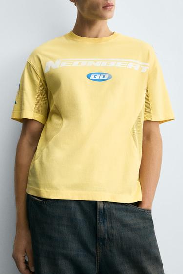T-SHIRT WITH SLOGAN PRINT - Yellow by Zara