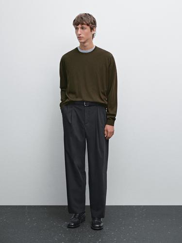 Zara 100% merino wool knit sweater - Dark khaki