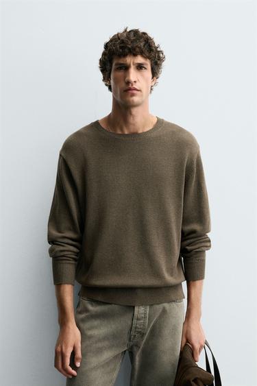 TWISTED YARN TEXTURED SWEATER - Dark brown by Zara