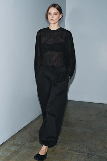 Zara ZARA WOMAN COLLECTION 寬鬆長褲 - 黑色