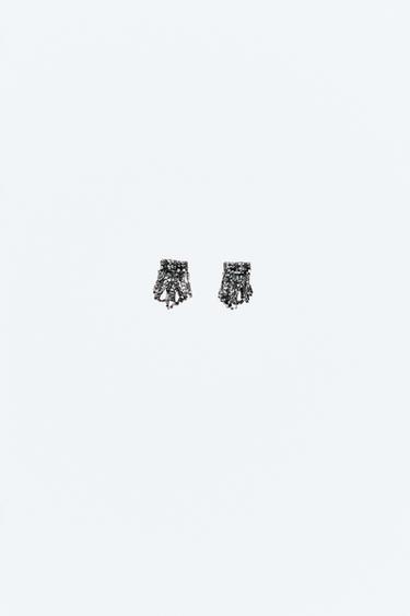 JEWEL EARRINGS - Anthracite grey by Zara