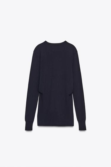 PLAIN KNIT SWEATER WITH KNOT - Navy blue by Zara - Image 6