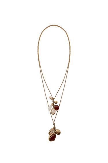 Zara PACK OF 2 STONE NECKLACES - Golden