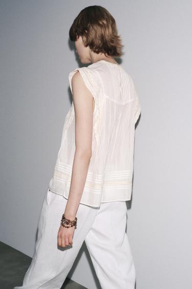 ZW COLLECTION EMBROIDERED BLOUSE - Ecru by Zara - Image 2
