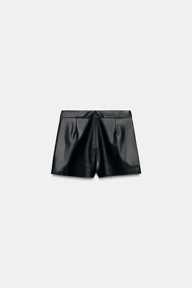 JUPE-CULOTTE CROISÉE MATIÈRE SYNTHÉTIQUE - Noir de Zara - Image 6