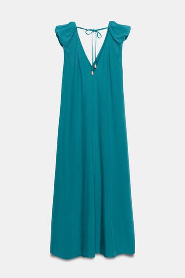 LONG DRESS WITH DEFINED SHOULDERS - Turquoise by Zara - Image 7