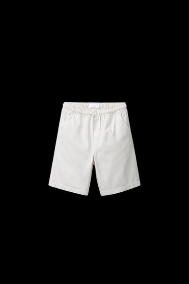 Zara COTTON LABEL SHORTS - Ecru
