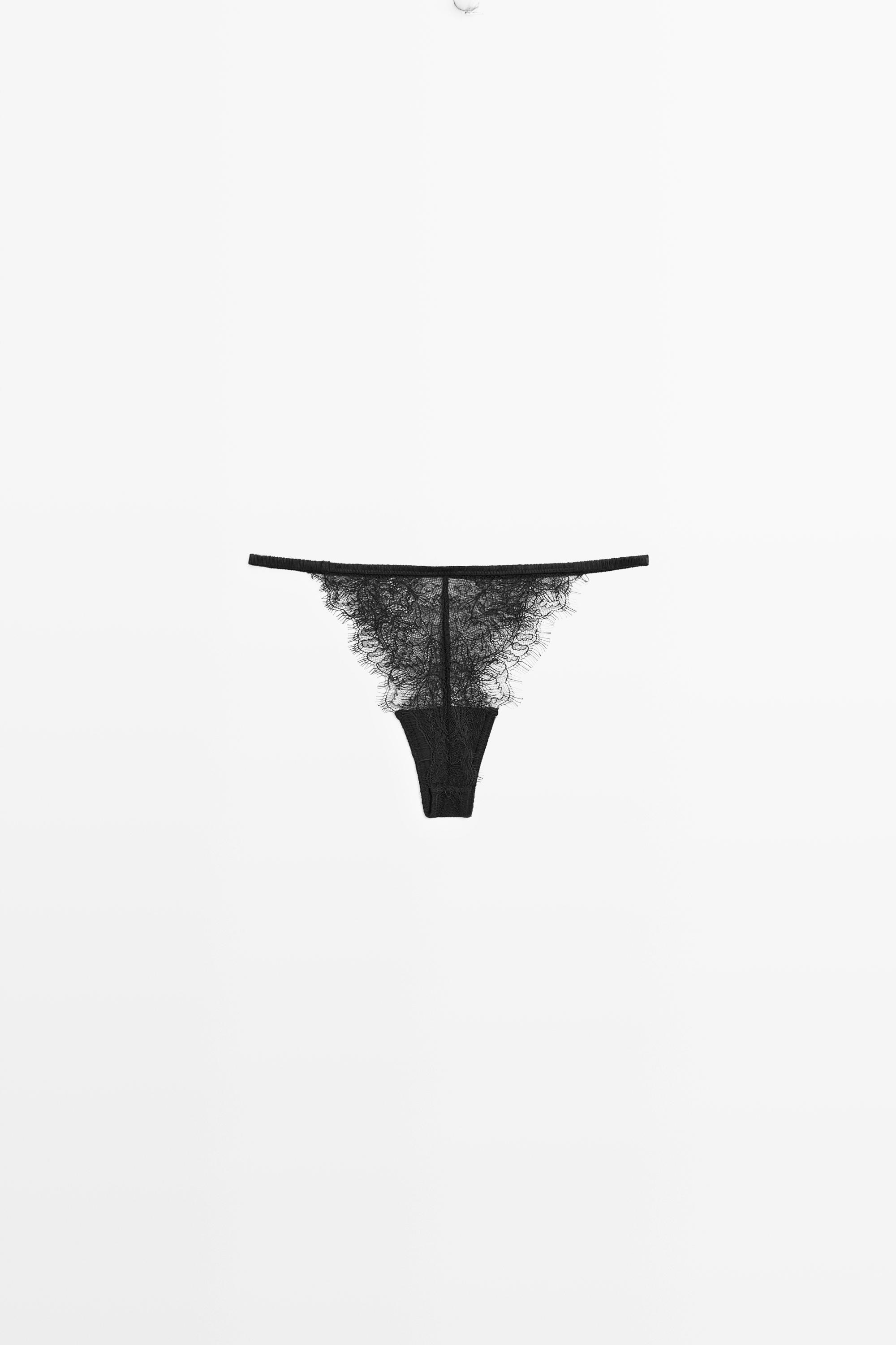 Scalloped lace thong