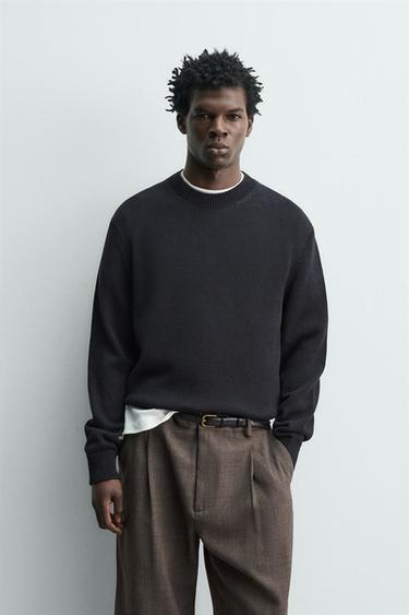 REGULAR FIT COTTON JUMPER - Dark navy by Zara