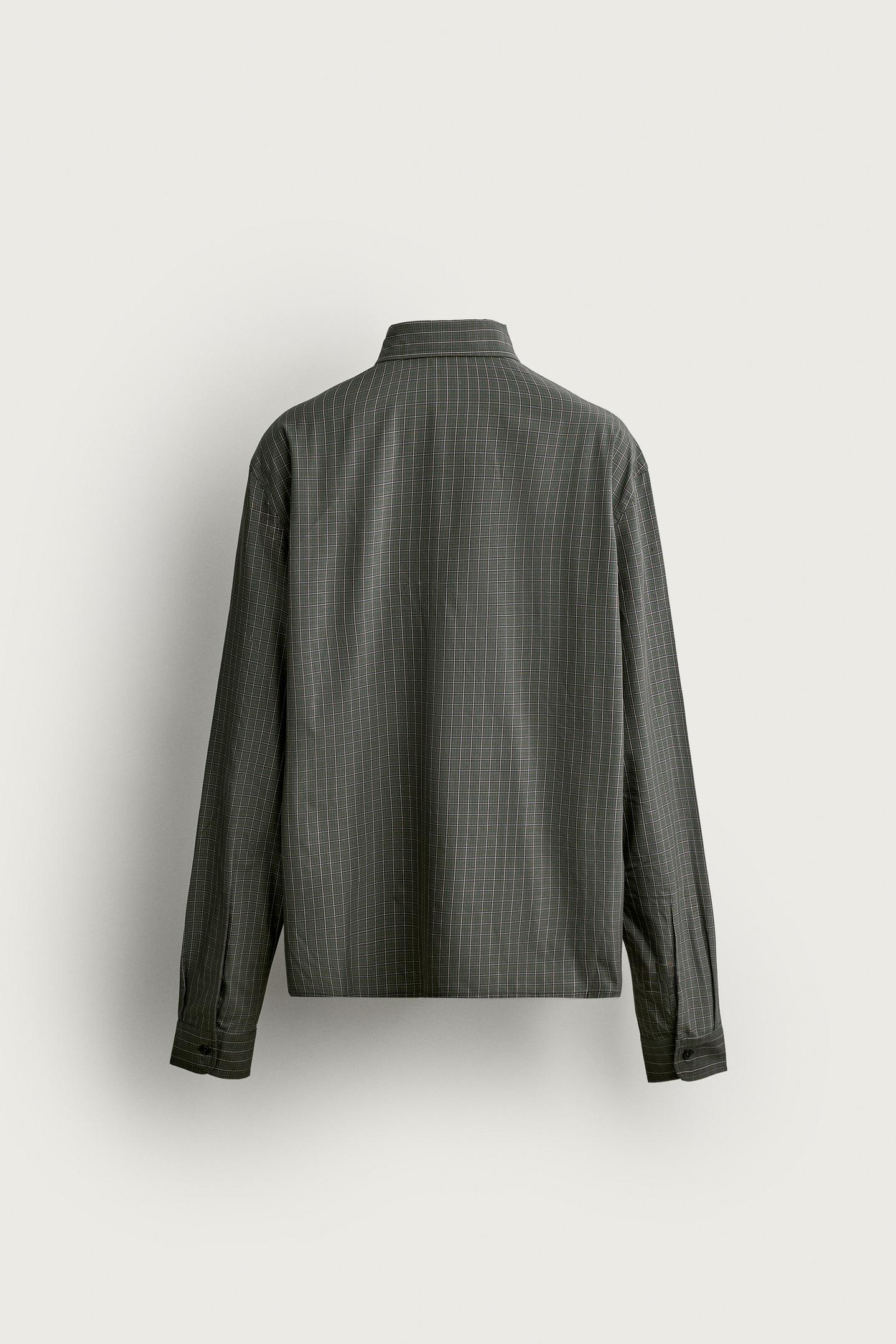 Мужская рубашка Zara Boxy Fit Plaid, цвет: Зелёный — фото 9