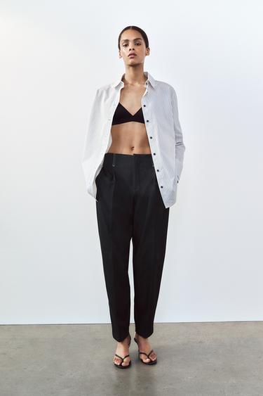 БРЮКИ С КОНТРАСТНОЙ СТРОЧКОЙ — ИНДИГО от Zara — изображение 0