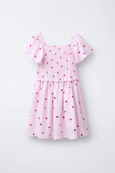 ROBE IMPRIMÉE RAYURES ET CŒURS - Rose de Zara - Image 0