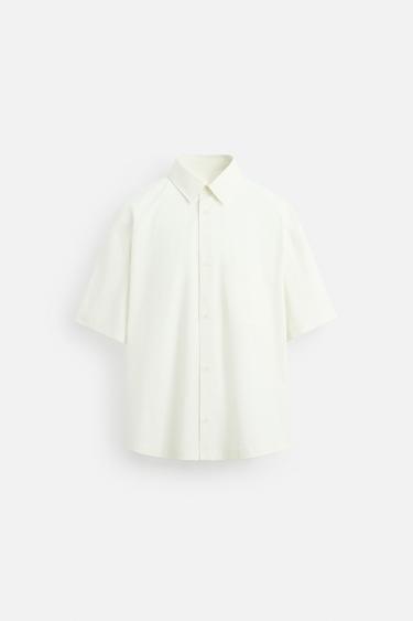 BOXY FIT POPLIN SHIRT - Oyster-white by Zara - Image 6