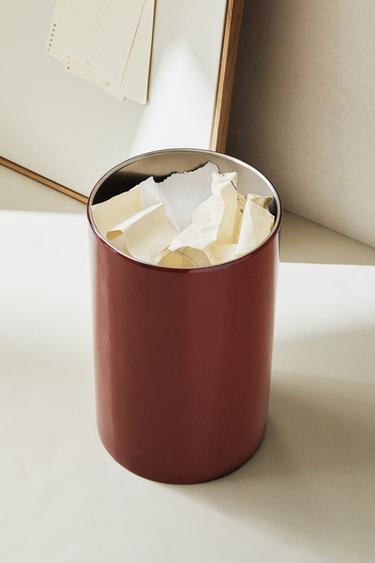 CYLINDRICAL METAL WASTEPAPER BASKET - Burgundy by Zara - Image 5