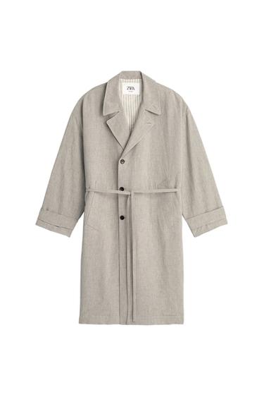 Zara RELAXED FIT VISCOSE-LINEN PARKA - Mink
