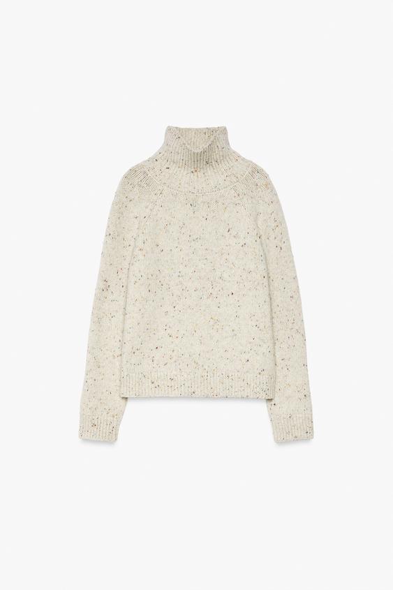 PULL 100 % LAINE COL MONTANT - Écru moyen de Zara - Image 2