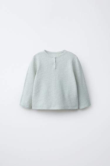 KNIT HENLEY JUMPER - Pastel green by Zara - Image 0