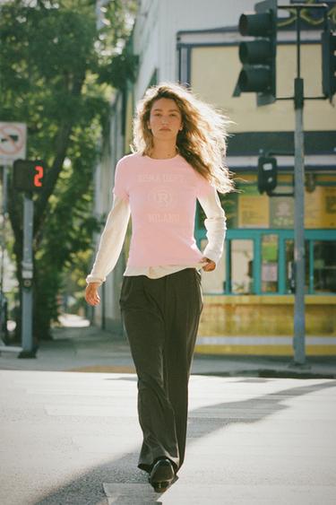 SLOGAN T-SHIRT - Pastel pink by Zara